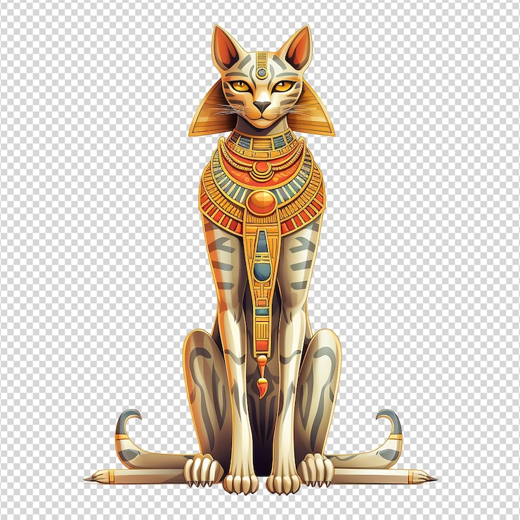 PSD ancient egyptian goddess bastet isolated on transparent background png