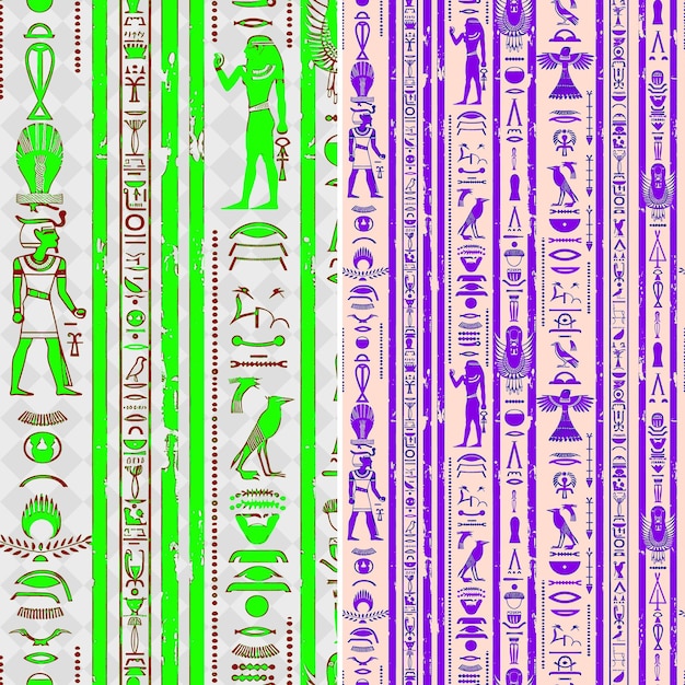 PSD ancient egyptian hieroglyph patterns with symbolic figures a creative abstract geometric vector