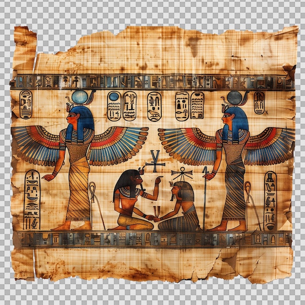 PSD ancient egyptian papyrus on transparent background
