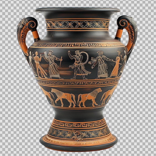 Replica di un antico vaso greco su uno sfondo trasparente