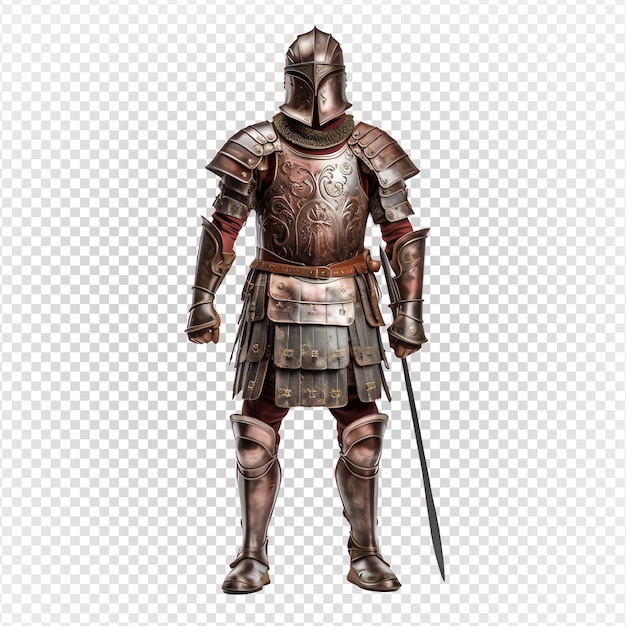 PSD ancient kingdom warrior armor isolated on transparent background medieval armor generative ai