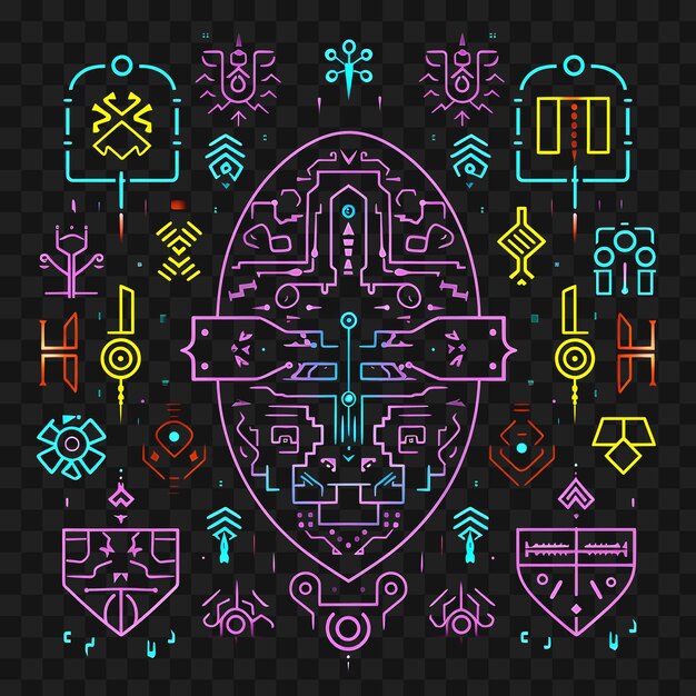 PSD ancient neon icons antique logos and medieval symbol sets psd transparent clipart tattoo designs