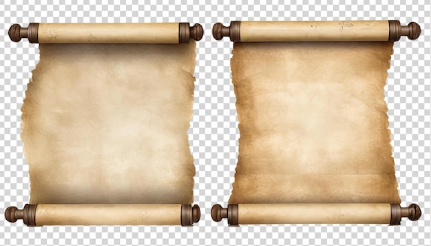 PSD ancient parchment scroll isolated on transparent background realistic vector illustration