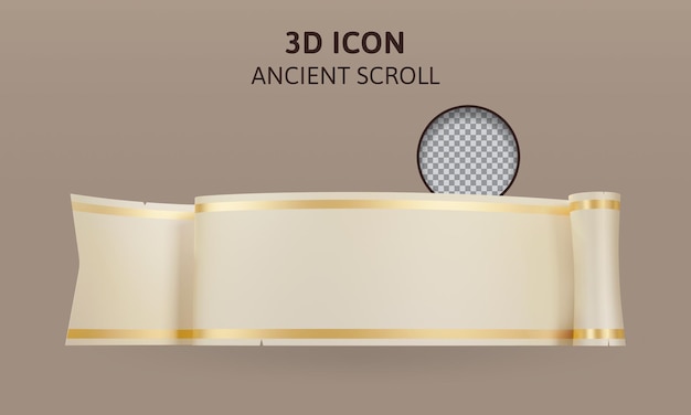 PSD ancient scroll paper 3d rendering illustration