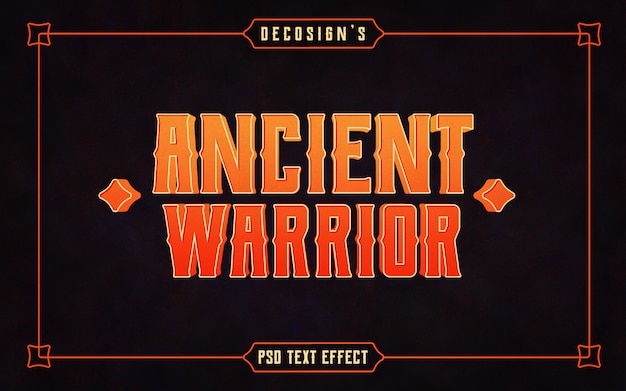 PSD ancient warrior vintage text effect mockup