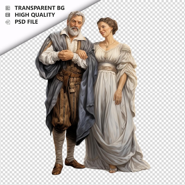 PSD ancient white couple ultra realistic style white backgrou