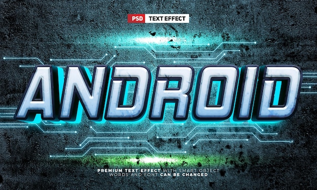 PSD andorid team esport glow 3d editable text effect style