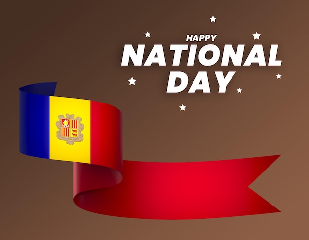 PSD andorra flag element design national independence day banner ribbon psd