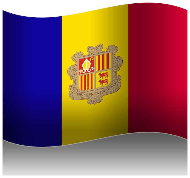 PSD andorra national wave flag 3d