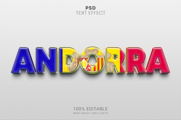 PSD 안도라 psd 편집 가능한 3d 텍스트 효과 디자인