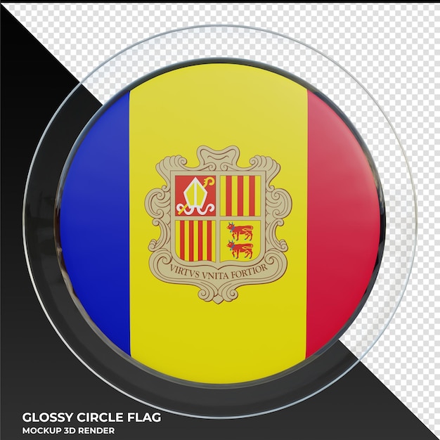 PSD andorra realistic 3d textured glossy circle flag