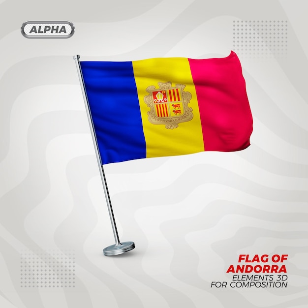 Andorra realistische 3d getextureerde vlag voor compositie