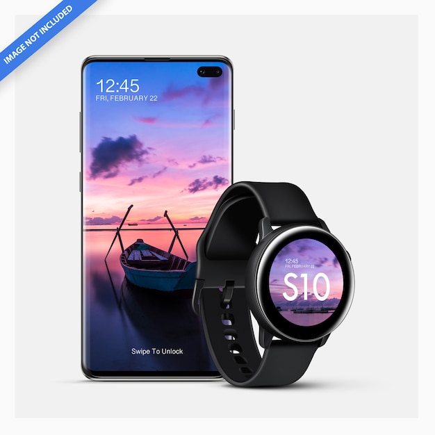 Smartphone android mockup con smartwatch