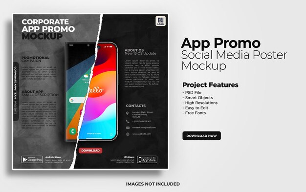 PSD android versus ios smartphone presentatie sociale media post mockup psd sjabloon