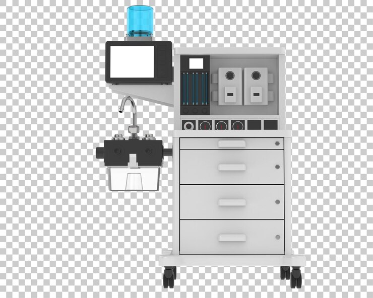 PSD anesthesia machine on transparent background 3d rendering illustration