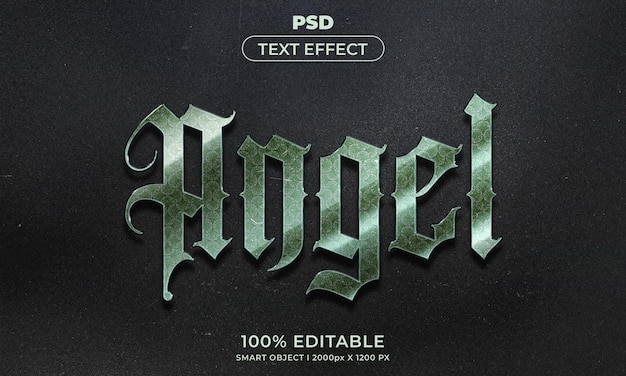 Ангел 3d редактируемый текстовый эффект Premium Psd с фоном