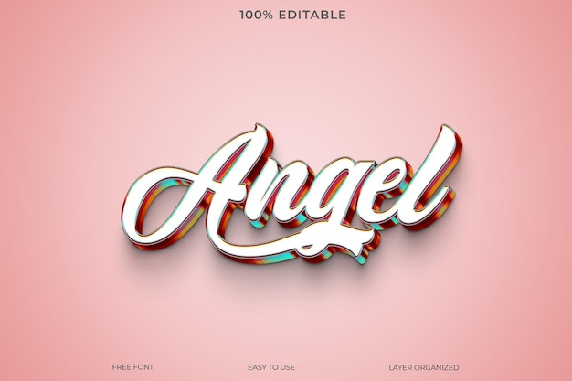 Angel text effect font editable typography 3d text style