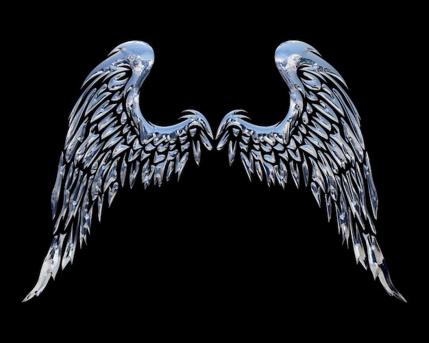 PSD angel wings with frozen metal effect