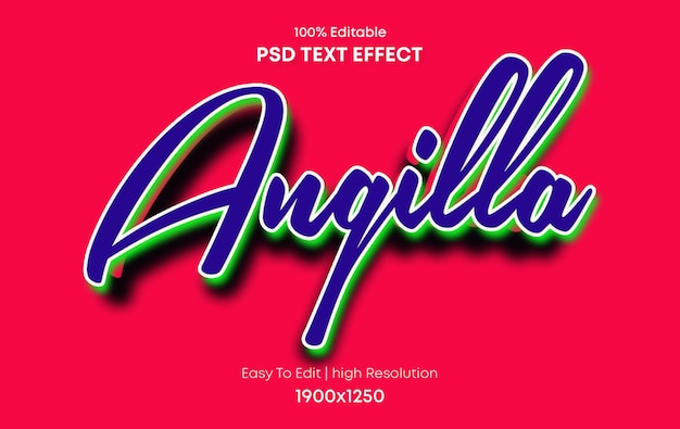 PSD angilla psd 3d text effect fully editable high quality