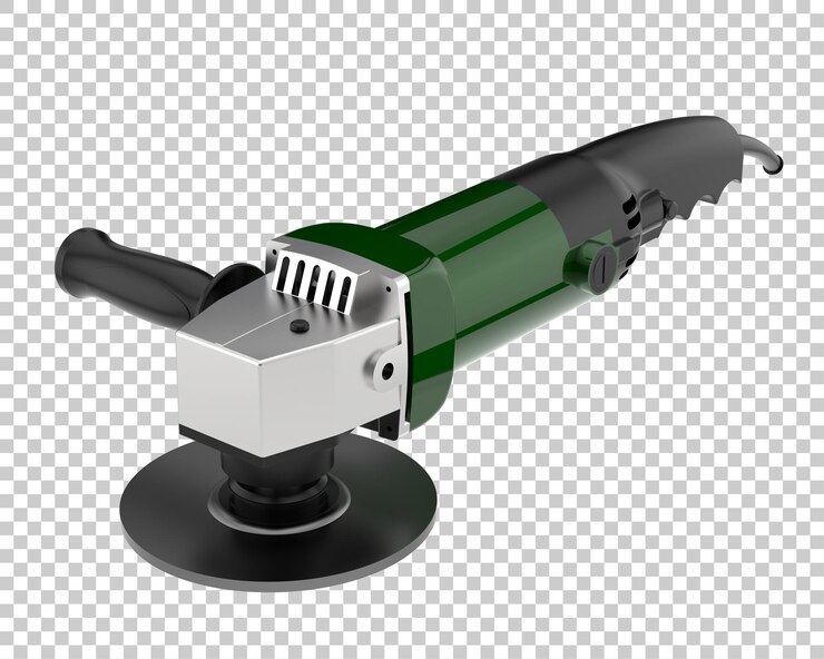 PSD angle grinder isolated on transparent background 3d rendering illustration