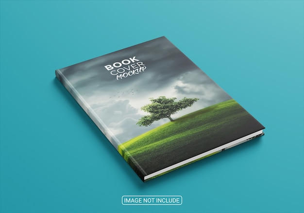 PSD copertina del libro vista angolo su sfondo blu mock up