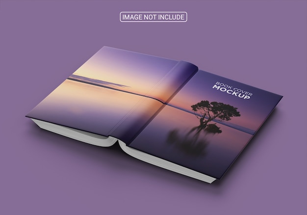 Angle view book cover on blue background mockup