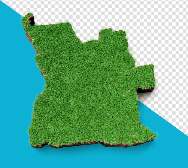 Angola kaart gras en grond textuur 3d illustratie