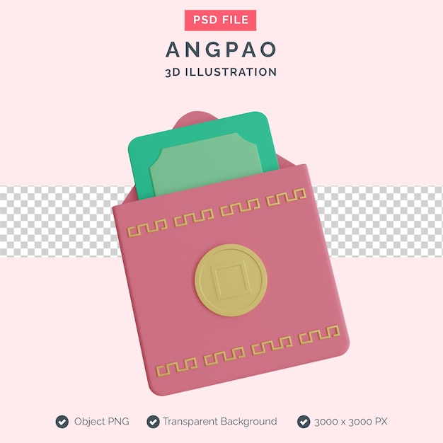 PSD angpao 3d illustration