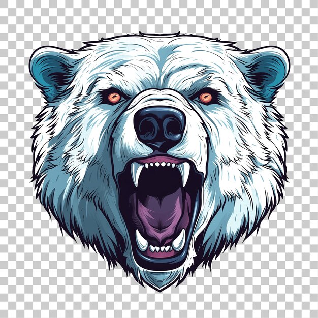 PSD angry bear head illustration for tshirt print design