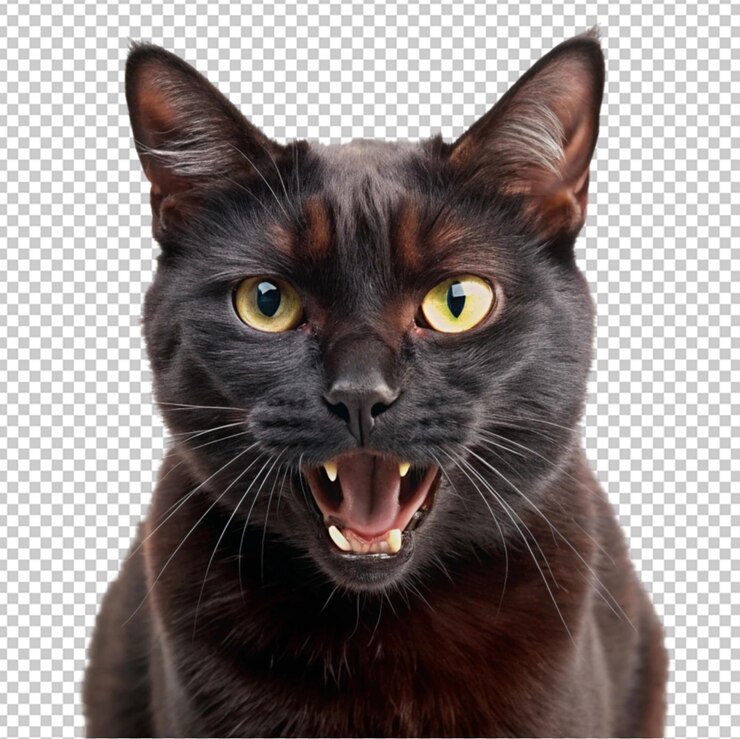 PSD разгневанная черная кошка