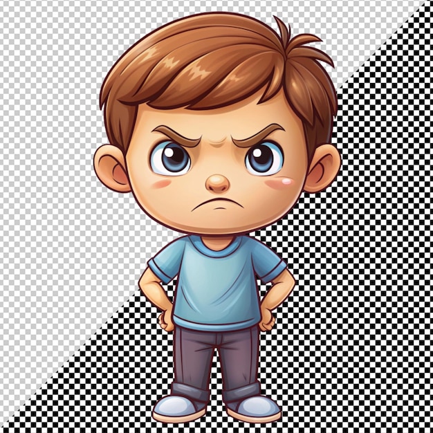 Angry boy vector on transparent background