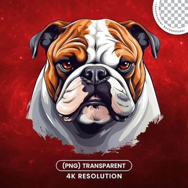 Angry bulldog face illustration on transparent background