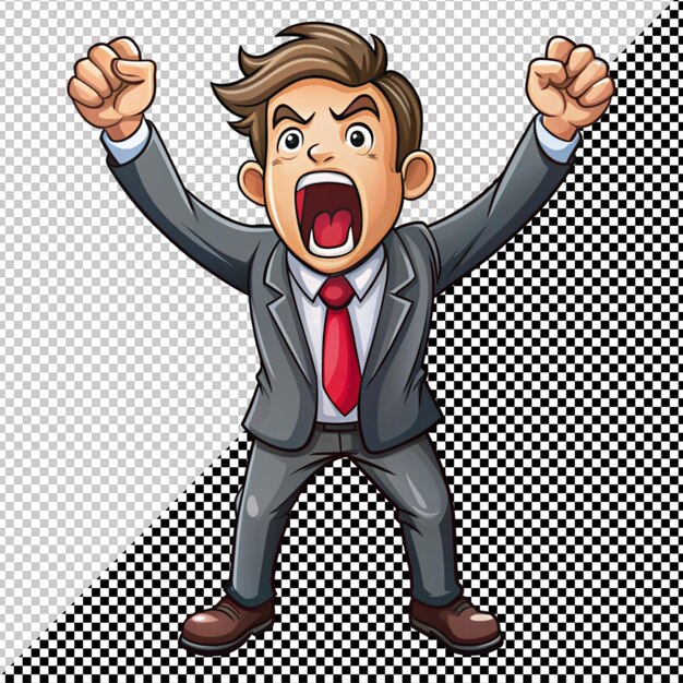 PSD angry businessman vector on transparent background