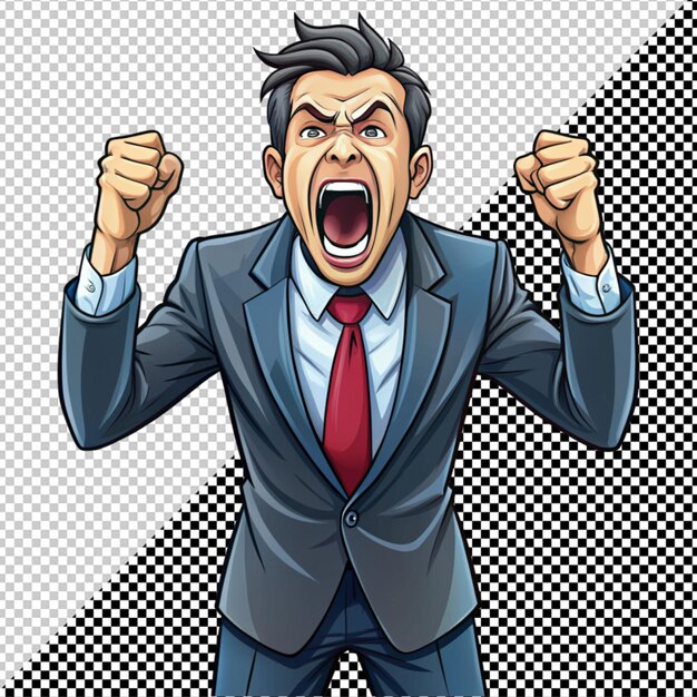 PSD angry businessman vector on transparent background