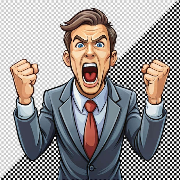 PSD angry businessman vector on transparent background