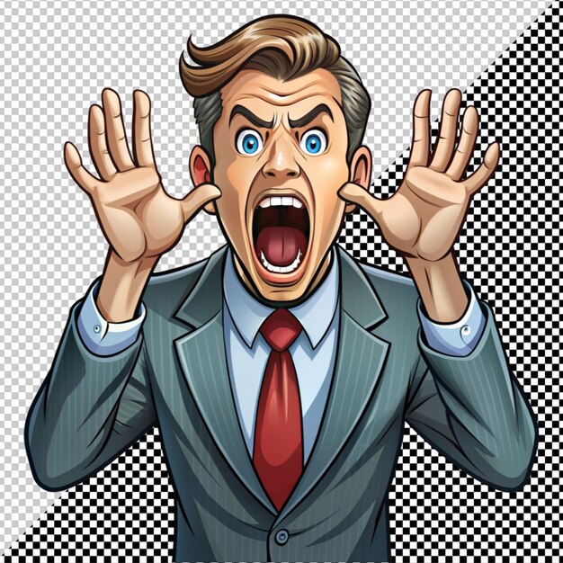 PSD angry businessman vector on transparent background