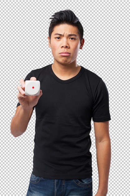 PSD angry chinese-man with dice