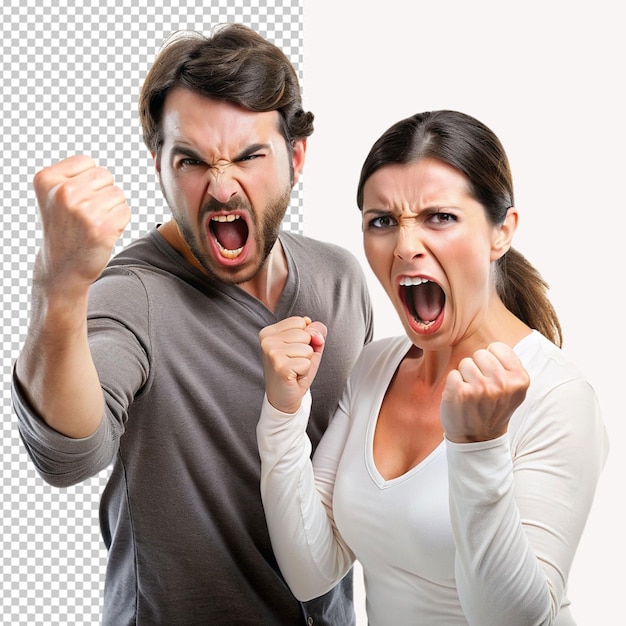 PSD angry couple on transparent background