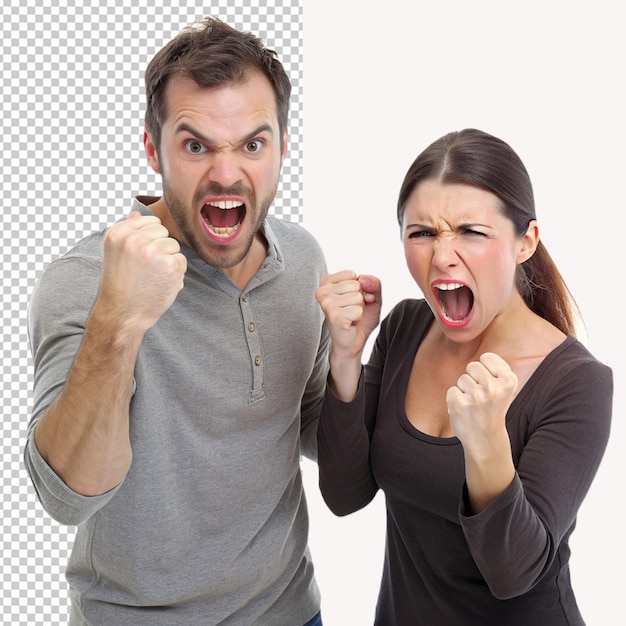 PSD angry couple on transparent background