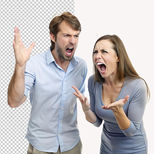 PSD angry couple on transparent background