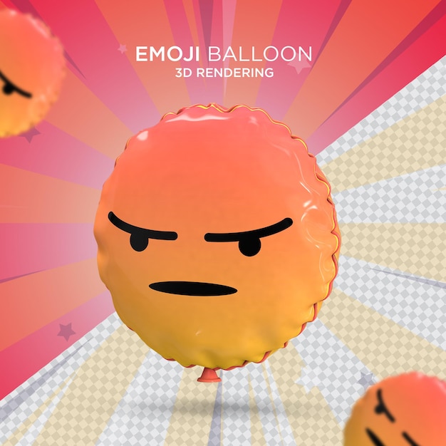 PSD rendering 3d di palloncino emoji arrabbiato isolato psd premium