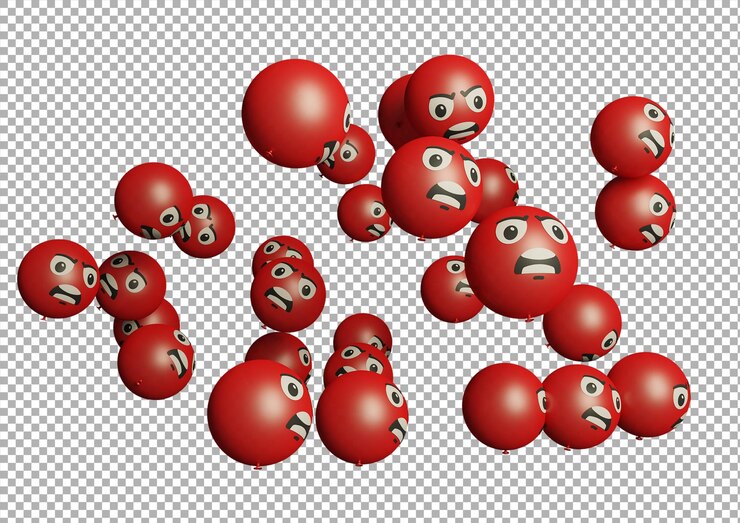 PSD ソーシャルメディア、ブランディング、広告プロモーションに最適な怒った顔のバルーン絵文字または絵文字