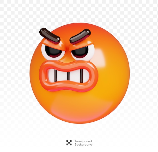 PSD angry face emoji rendering 3d del concetto di emoticon