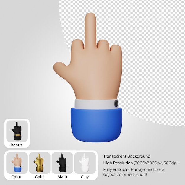 PSD angry gesture 3d hand