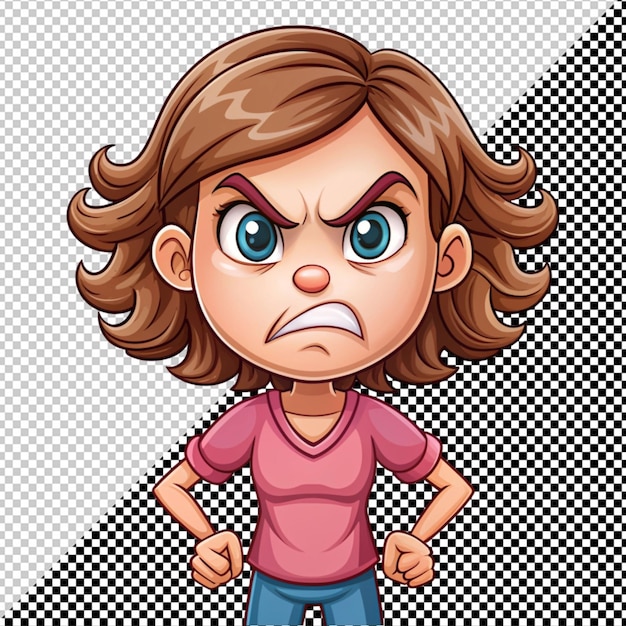 PSD angry girl vector on transparent background