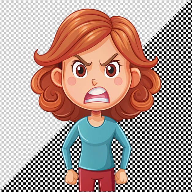 PSD angry girl vector on transparent background