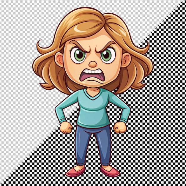 PSD angry girl vector on transparent background