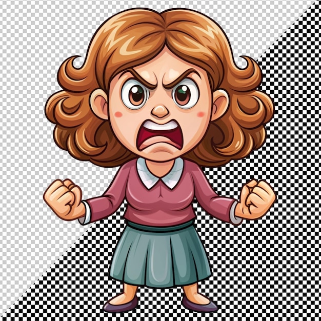 PSD angry girl vector on transparent background