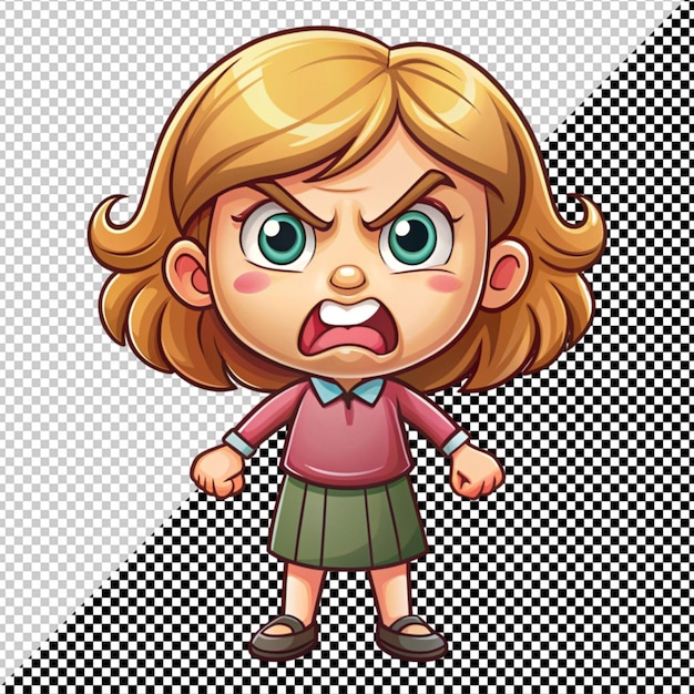 PSD angry girl vector on transparent background