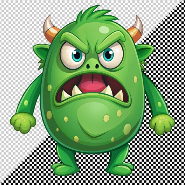 PSD angry green monster vector on transparent background